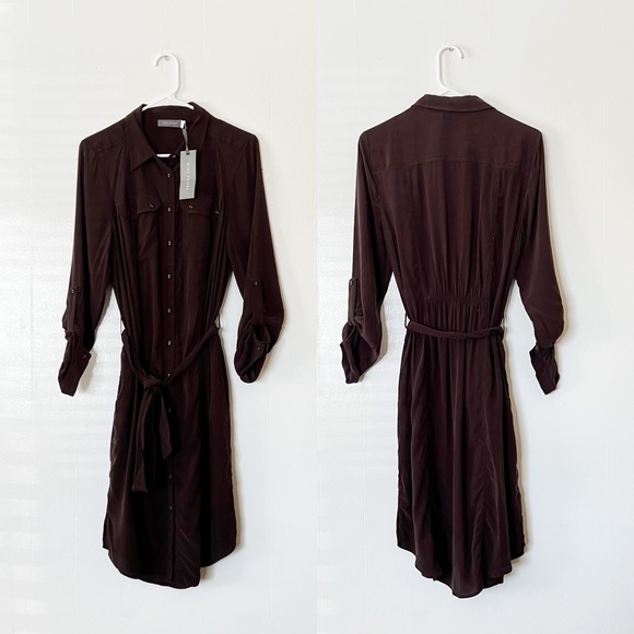NWT Mint Velvet Chocolate Utility Shirt Dress - As Seen On Kate Middleton - Picture 4 of 11
